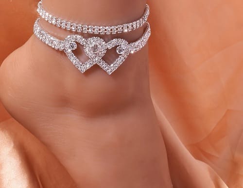 Arielle Rhinestone Chain Anklet Set - 2 Pcs